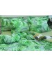 Євро комплект постільної білизни зеленого кольору з листям на гілках, Ранфорс