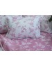 Євро комплект постільної білизни рожевого кольору з квітковим принтом, Ранфорс