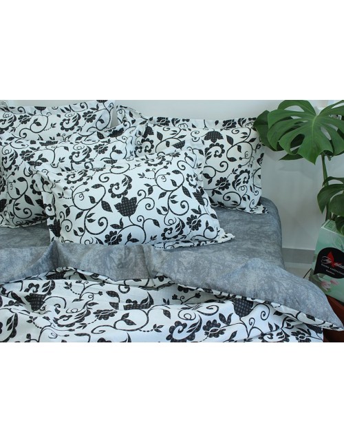 Євро комплект постільної білизни з квітковим візерунком, Ранфорс