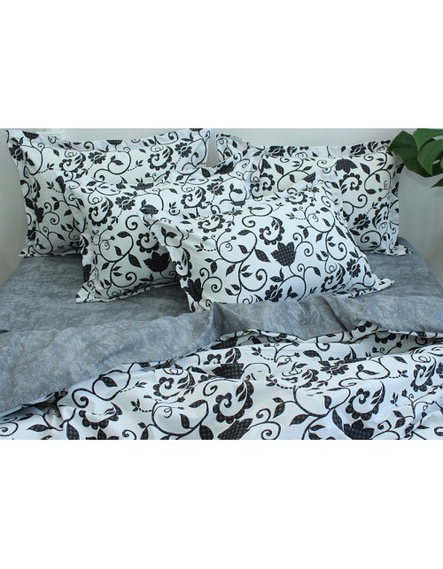 Євро комплект постільної білизни з квітковим візерунком, Ранфорс
