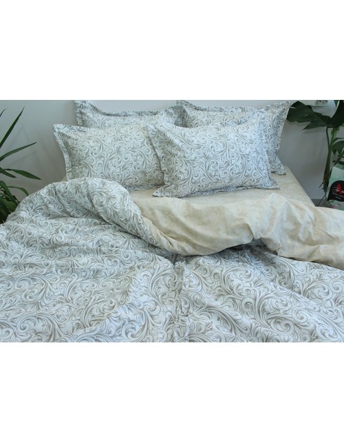 Євро комплект постільної білизни з абстрактним принтом, Ранфорс