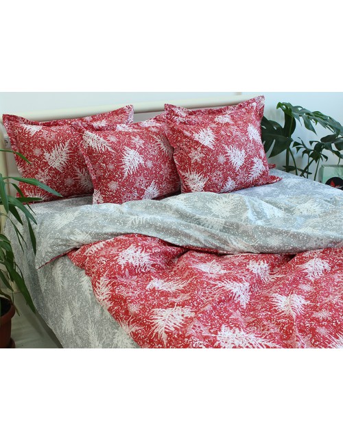 Євро комплект постільної білизни з новорічним принтом, Ранфорс