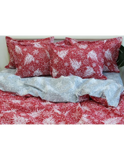 Євро комплект постільної білизни з новорічним принтом, Ранфорс