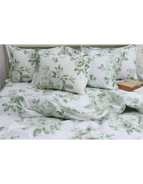 Євро комплект постільної білизни з квітковим принтом, Ранфорс