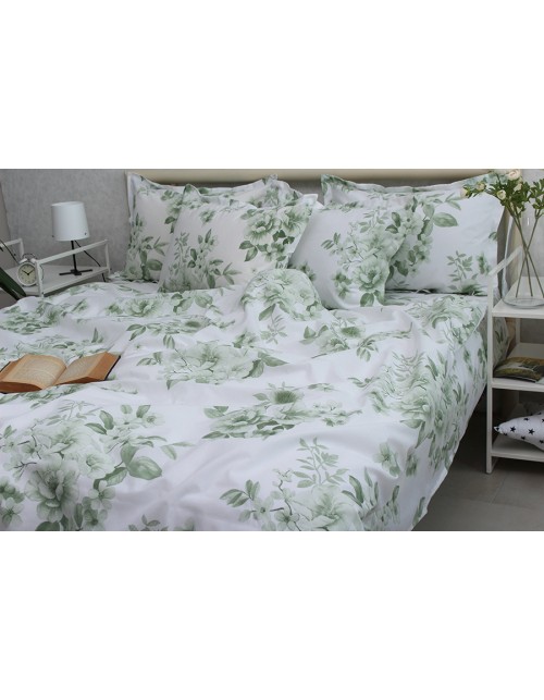 Євро комплект постільної білизни з квітковим принтом, Ранфорс