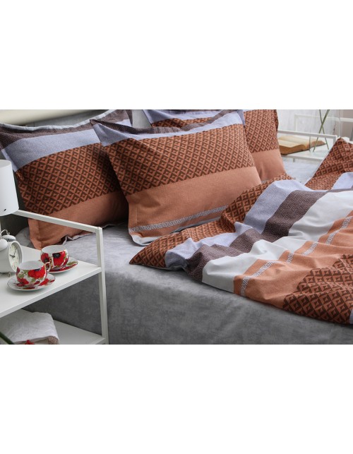 Євро комплект постільної білизни у різнокольорову смужку, Ранфорс