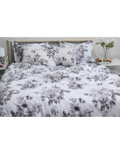 Євро комплект постільної білизни з квітковим принтом, Ранфорс