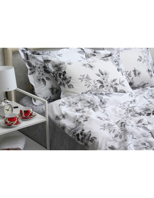 Євро комплект постільної білизни з квітковим принтом, Ранфорс