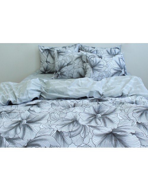 Євро комплект постільної білизни з квітковим принтом, Ранфорс