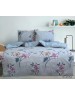 Євро комплект постільної білизни сірого кольору з квітами, Ранфорс