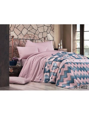 Постель евро розового цвета в клеточку