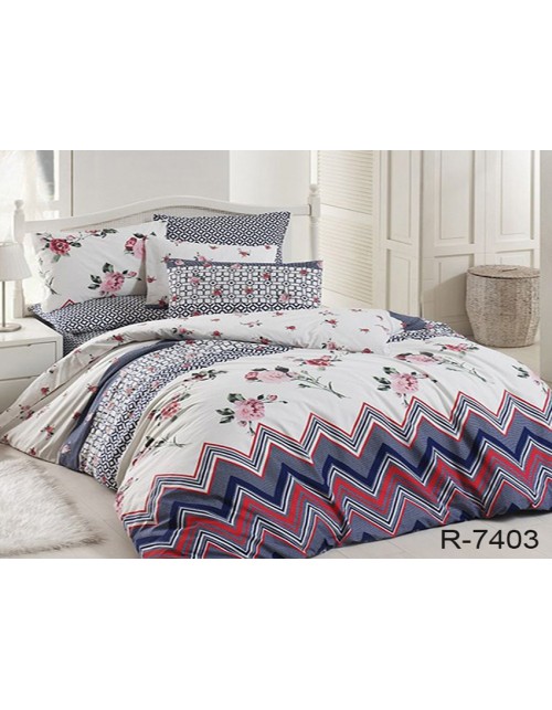 Евро комплект постельного белья с цветами, Ранфорс