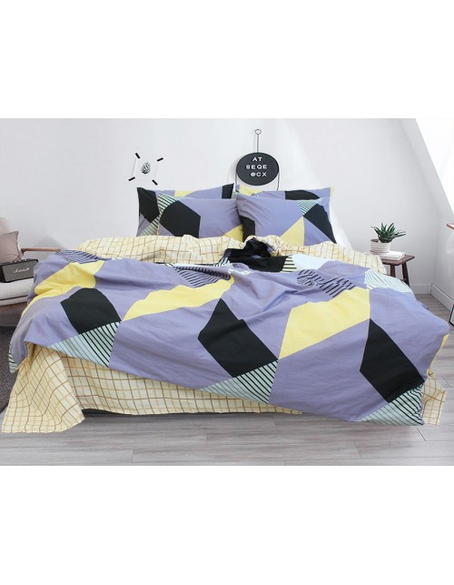 Євро комплект постільної білизни з геометричним візерунком, Ранфорс
