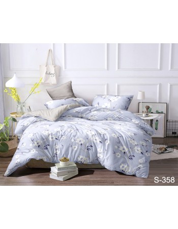 Постіль євро блакитного кольору з квітами