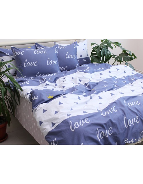 Евро комплект постельного белья с геометрическим узором, Сатин люкс