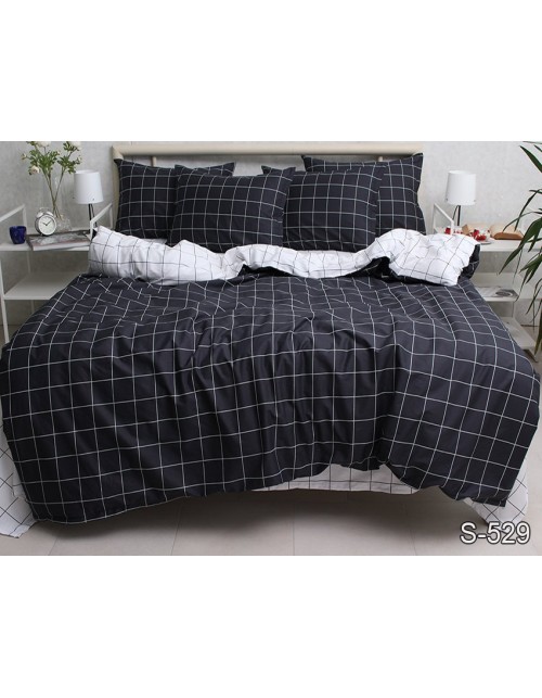 Євро комплект постільної білизни в клітинку, Сатин люкс