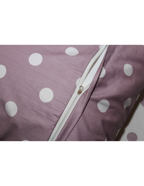 Євро комплект постільної білизни фіолетового кольору в горошок, Сатин люкс