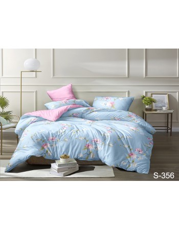 Постіль євро блакитного кольору з квітами
