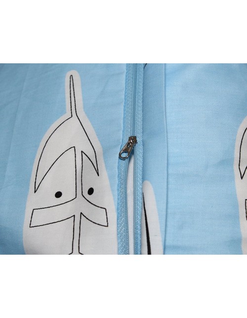 Євро комплект постільної білизни блакитного кольору з візерунком, Сатин люкс