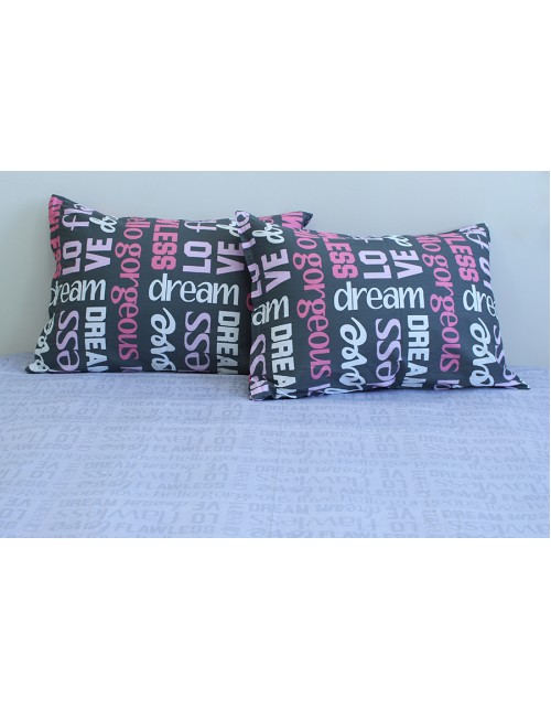 Евро комплект постельного белья черного цвета Love, Сатин люкс