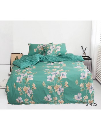 Постель евро зеленого цвета с цветами