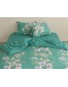 Евро комплект постельного белья зеленого цвета с цветами, Сатин люкс