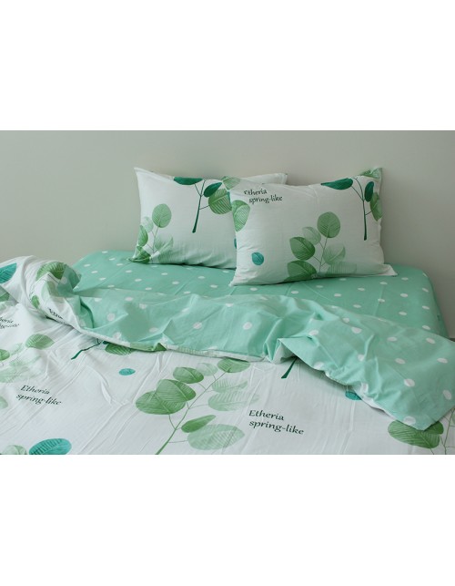 Евро комплект постельного белья белого цвета с ветвями деревьев, Сатин люкс