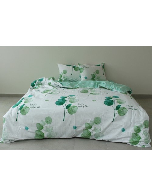 Евро комплект постельного белья белого цвета с ветвями деревьев, Сатин люкс