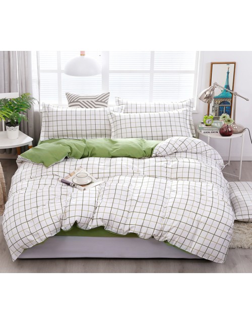 Евро комплект постельного белья в клеточку, Сатин люкс