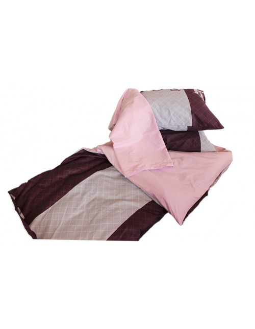 Евро комплект постельного белья в полоску "Поцелуй", Сатин люкс