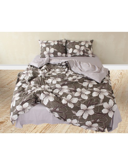 Євро комплект постільної білизни з квітами, Сатин люкс