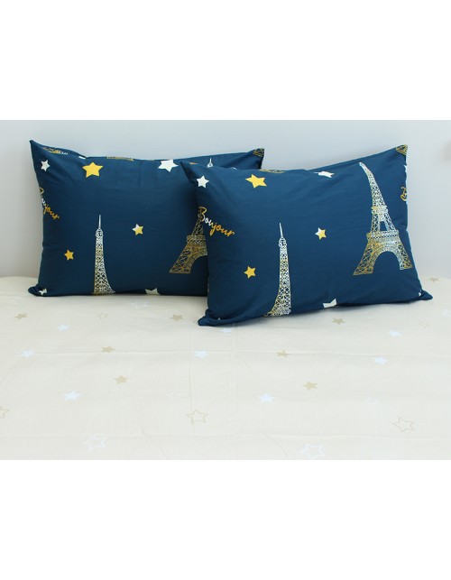 Євро комплект постільної білизни з ельфової вежі та зірок, Сатин люкс