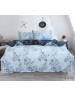 Євро комплект постільної білизни блакитного кольору з квітами, Сатин люкс