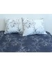 Євро комплект постільної білизни блакитного кольору з квітами, Сатин люкс