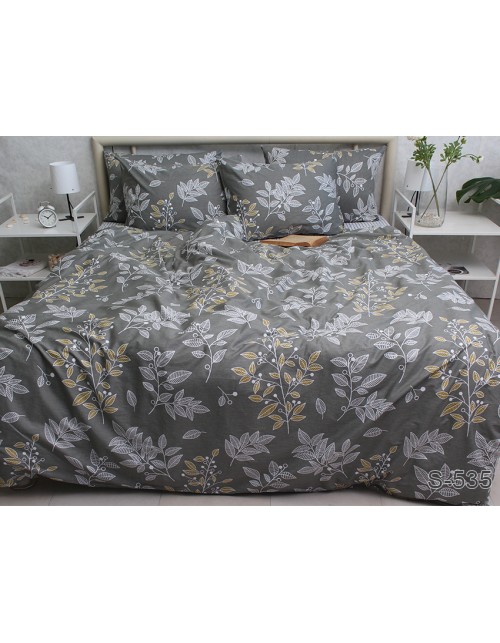 Євро комплект постільної білизни з квітковим принтом, Сатин люкс