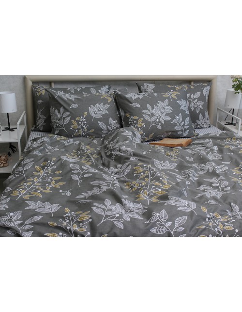 Євро комплект постільної білизни з квітковим принтом, Сатин люкс