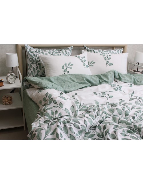 Євро комплект постільної білизни з квітковим принтом, Сатин люкс