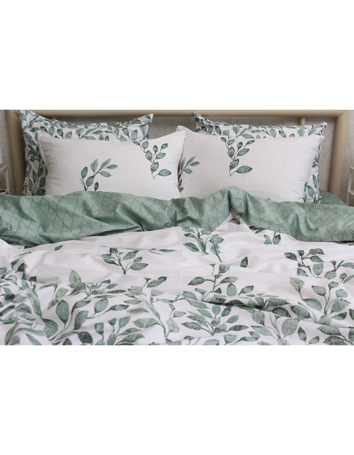Євро комплект постільної білизни з квітковим принтом, Сатин люкс