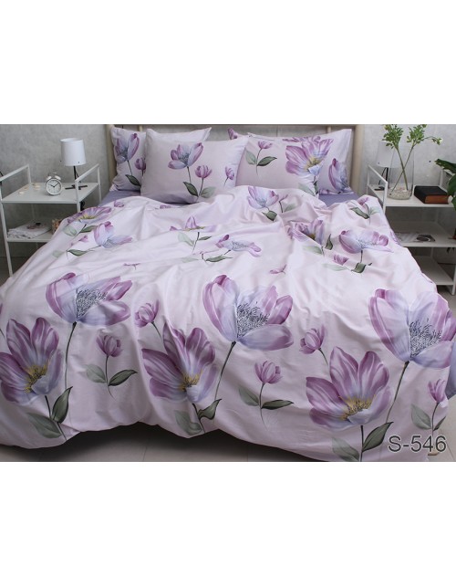 Євро комплект постільної білизни з квітковим принтом, Сатин люкс