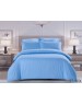 Євро комплект постільної білизни однотонна блакитного кольору, Сатин страйп
